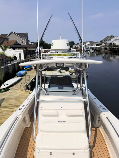 Black Oak LED light bar installed on a boat